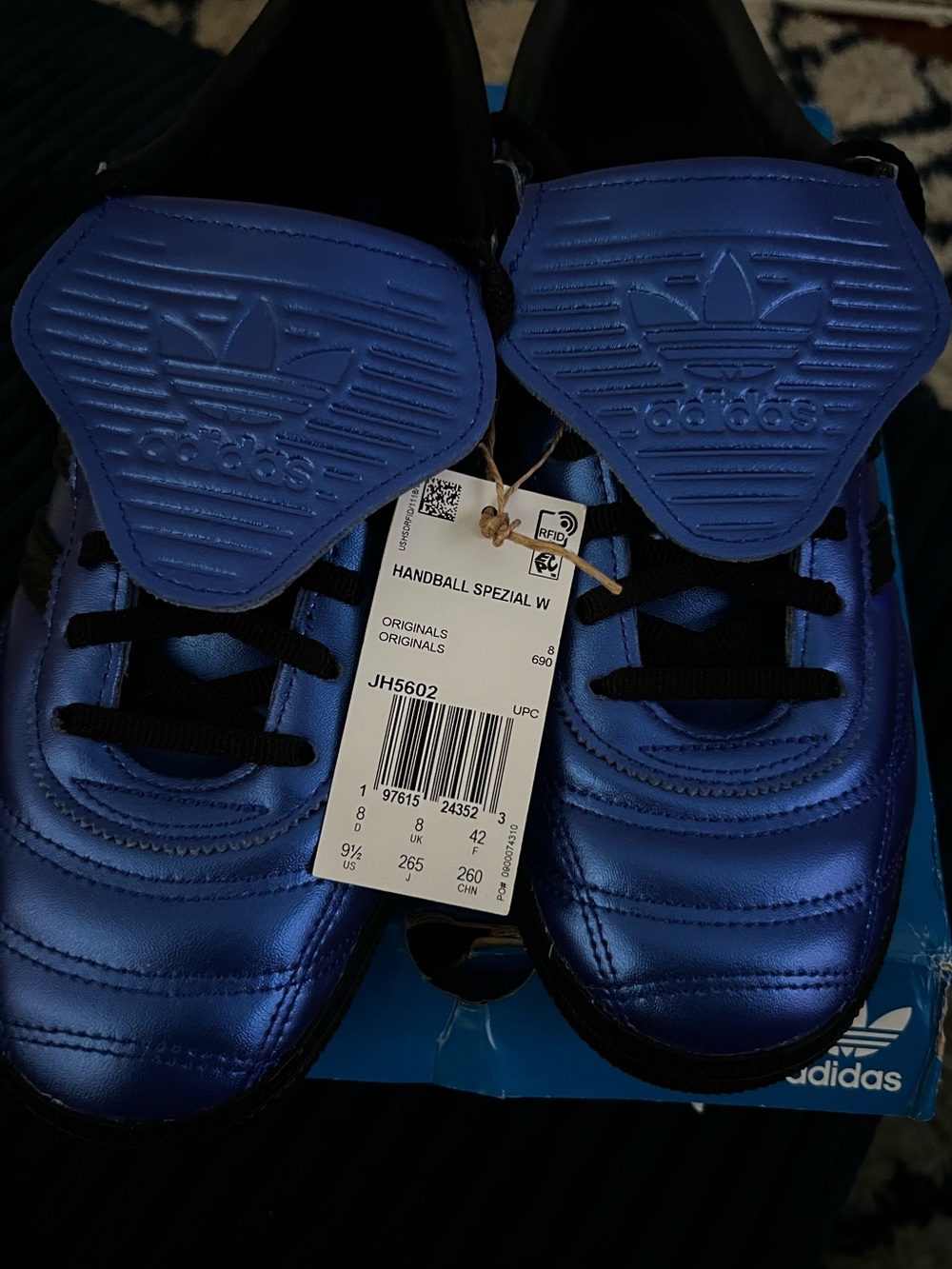 adidas Handball Spezial W Metallic Blue Sneakers with Black Laces